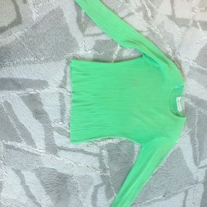 Green silk cable knit sweater